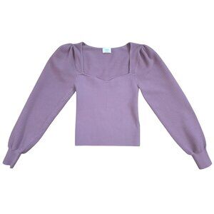 Wilfred Aritzia Lilac Sweetheart Neck Knit Top Long Sleeve Size S.